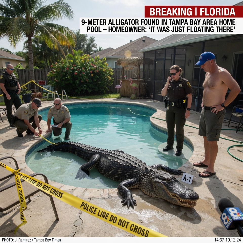 Florida’da ev sahibinin havuzunda dokuz metrelik timsah bulundu