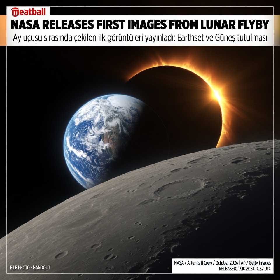 NASA, Ay uçuşu sırasında çekilen ilk görüntüleri yayınladı: Earthset ve Güneş tutulması